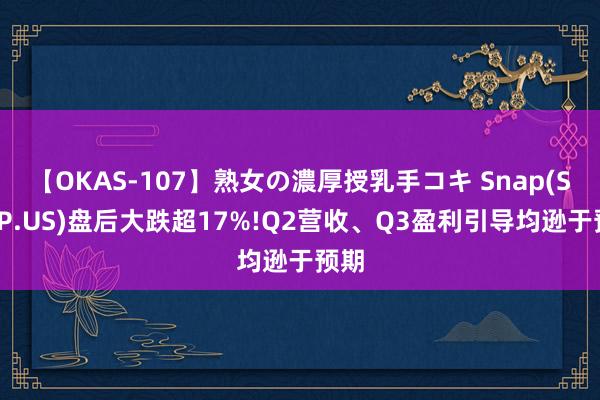 【OKAS-107】熟女の濃厚授乳手コキ Snap(SNAP.US)盘后大跌超17%!Q2营收、Q3盈利引导均逊于预期