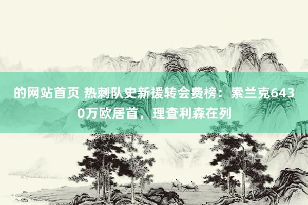 的网站首页 热刺队史新援转会费榜：索兰克6430万欧居首，理查利森在列