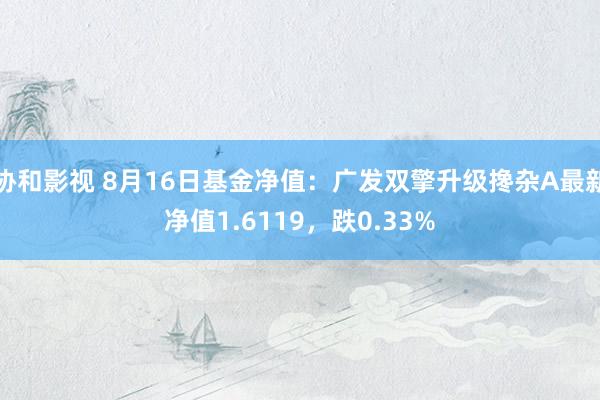 协和影视 8月16日基金净值：广发双擎升级搀杂A最新净值1.6119，跌0.33%