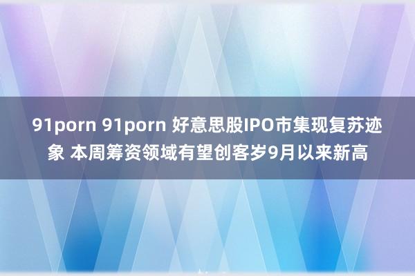 91porn 91porn 好意思股IPO市集现复苏迹象 本周筹资领域有望创客岁9月以来新高