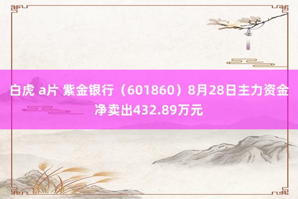 白虎 a片 紫金银行（601860）8月28日主力资金净卖出432.89万元