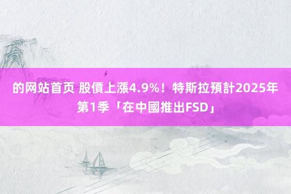 的网站首页 股價上漲4.9%！　特斯拉預計2025年第1季「在中國推出FSD」