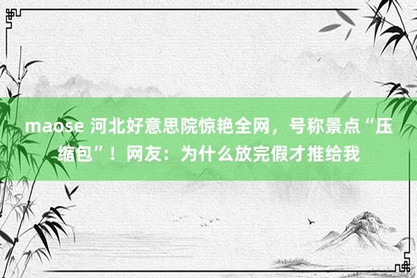 maose 河北好意思院惊艳全网，号称景点“压缩包”！网友：为什么放完假才推给我